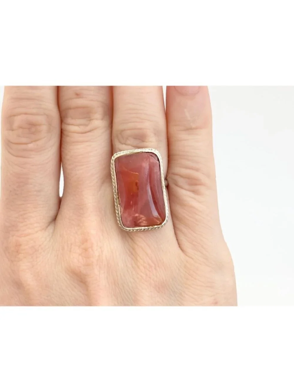 Carnelian Gemstone Minimalist Sterling Silver 925 Vintage Ring - sz 6.25